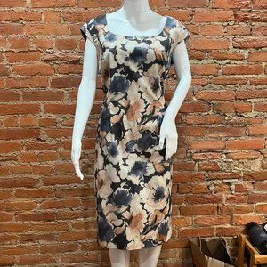 Peserico Floral Print Cap Sleeve Sheath Dress Size 12 - 14